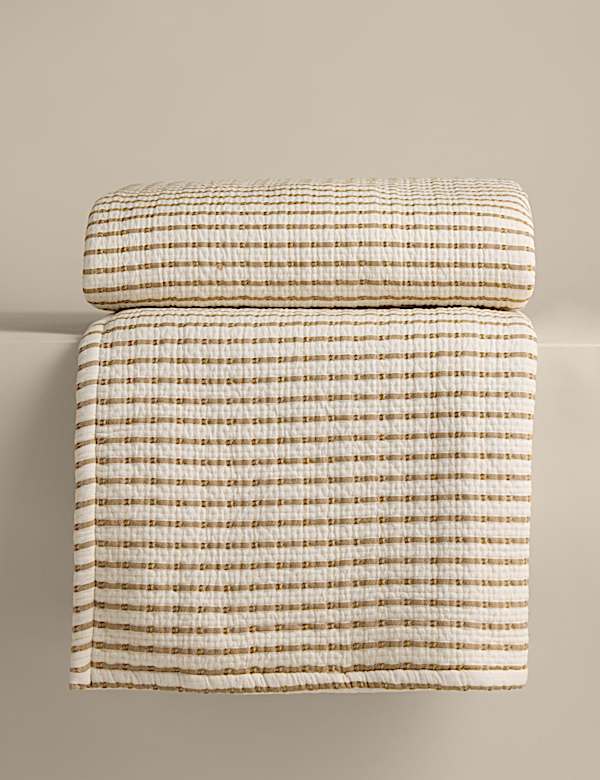 Cotton Rich Striped Matelasse Bedspread - MX