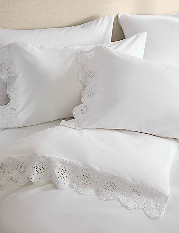 Pure Cotton Broderie Anglaise Bedding Set - GR