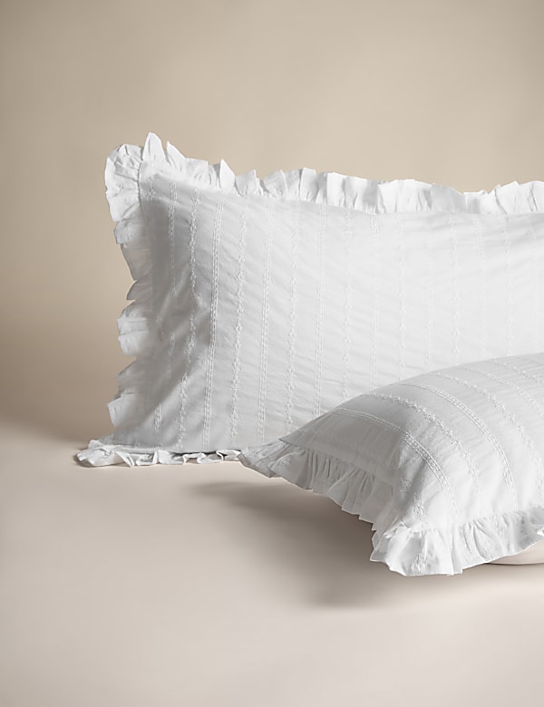 Parure de lit 100 % coton à broderie française à volants - FR