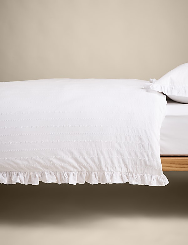 Parure de lit 100 % coton à broderie française à volants - FR