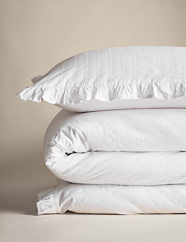 Parure de lit 100 % coton à broderie française à volants - FR