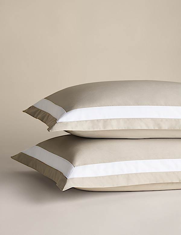 2 Pack Pure Cotton Double Border Pillowcases - FI