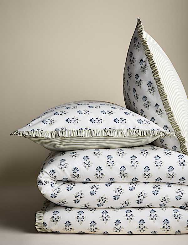 Pure Cotton Floral Ruffle Bedding Set - CA