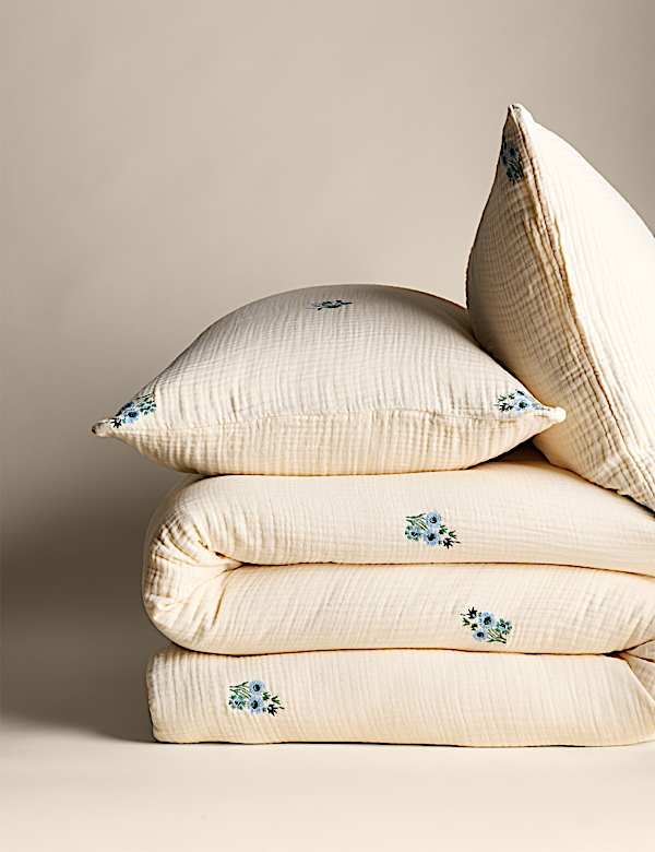 Pure Cotton Embroidered Flower Bedding Set - GR