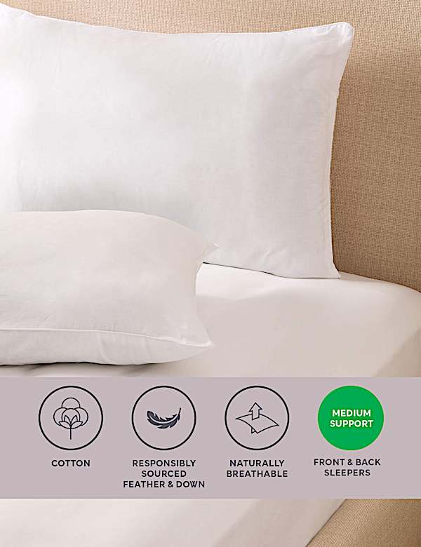 2pk Goose Feather & Down Medium Pillows - HK