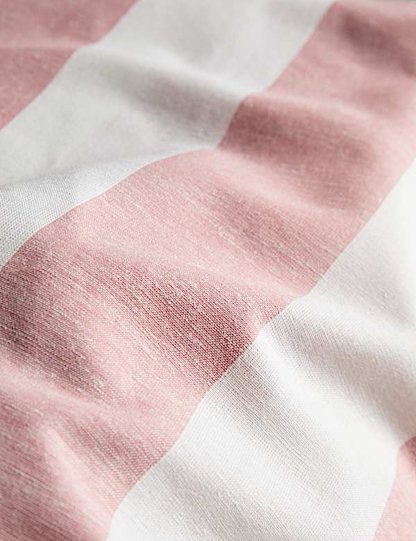 Parure de lit en lin m&eacute;lang&eacute; &agrave; rayures - FR