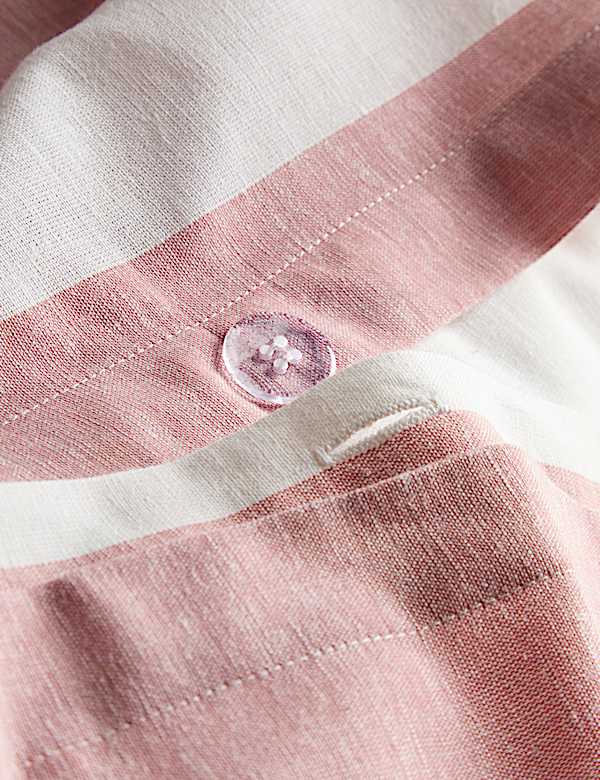 Parure de lit en lin m&eacute;lang&eacute; &agrave; rayures - FR