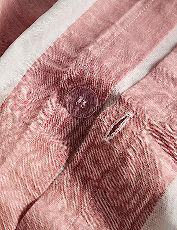 Parure de lit en lin m&eacute;lang&eacute; &agrave; rayures - FR