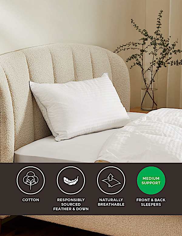 Luxury Hungarian Goose Down Medium Pillow Pillows M S CA