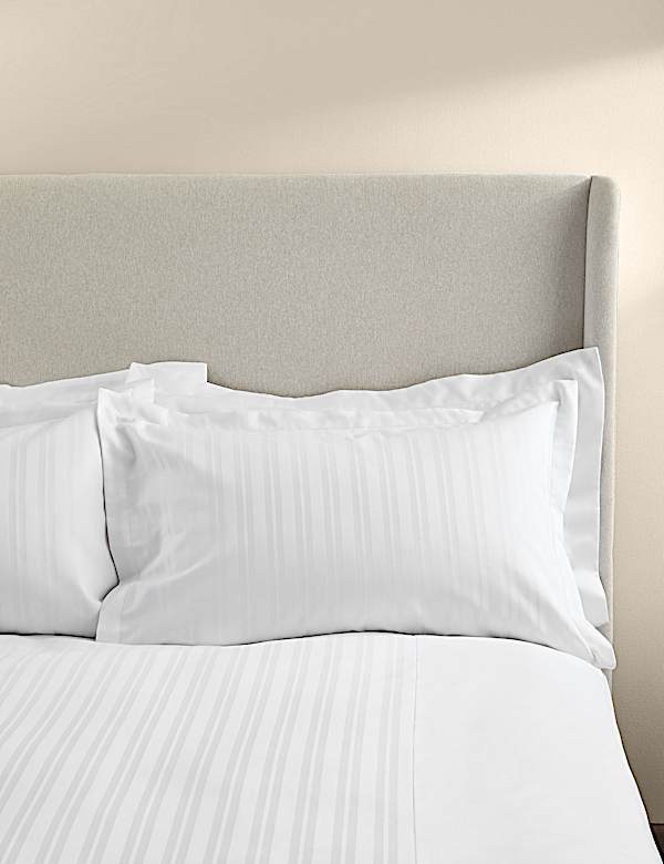 2 Pack Pure Cotton Stripe Jacquard Pillowcases - CY