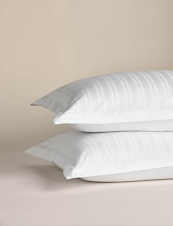 2 Pack Pure Cotton Stripe Jacquard Pillowcases - JE