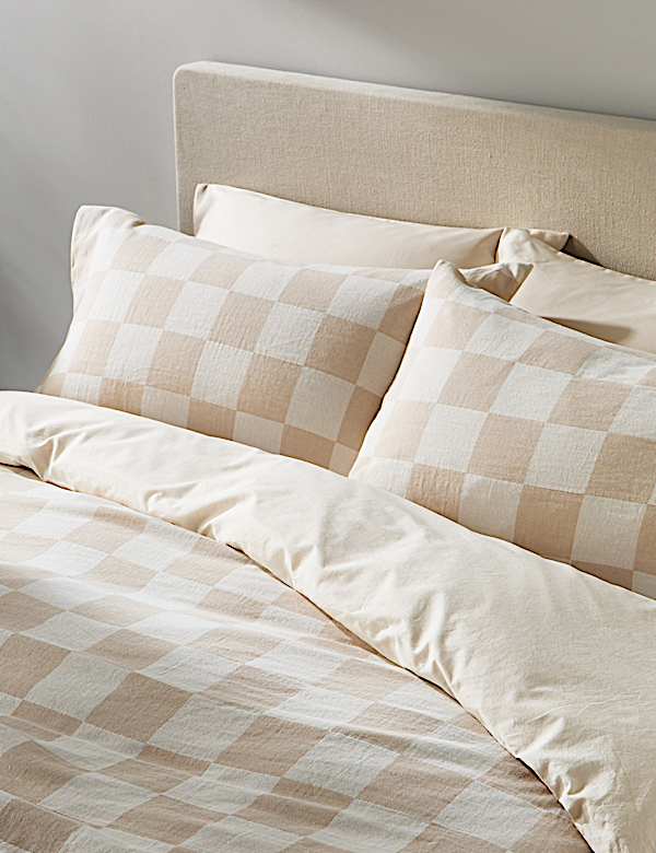 Pure Cotton Checked Bedding Set - US