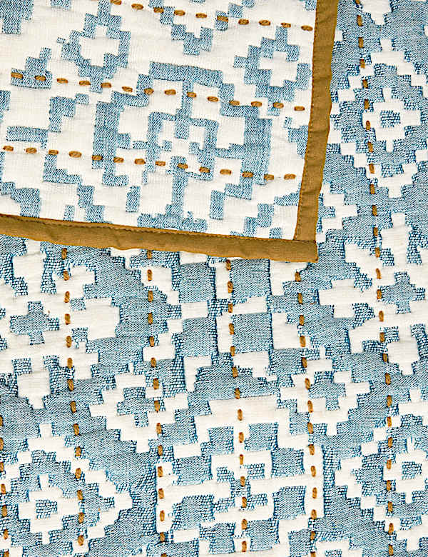 Pure Cotton Ikat Geometric Bedspread - IS