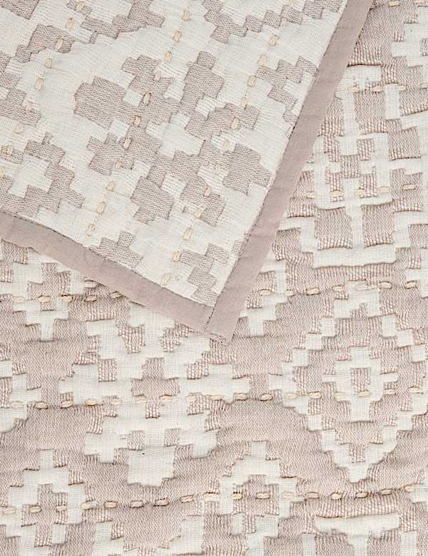 Pure Cotton Ikat Geometric Bedspread - HU