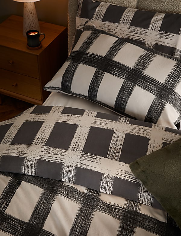 Pure Brushed Cotton Check Bedding Set - NZ