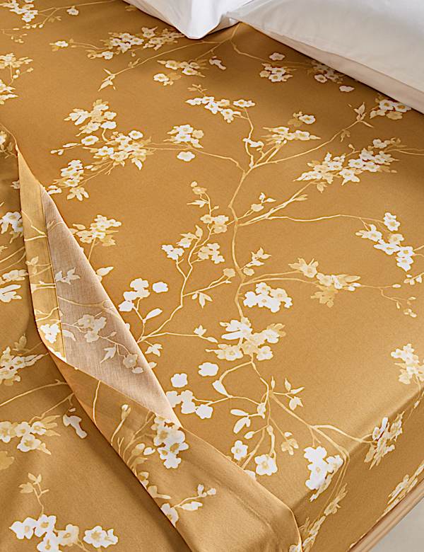 Pure Cotton Sateen Cherry Blossom Deep Fitted Sheet - SK