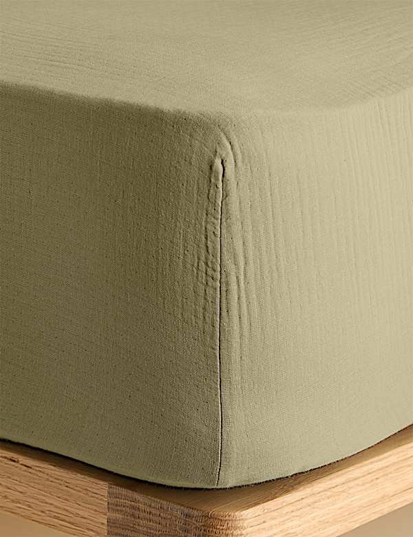 Pure Cotton Muslin Deep Fitted Sheet - FR