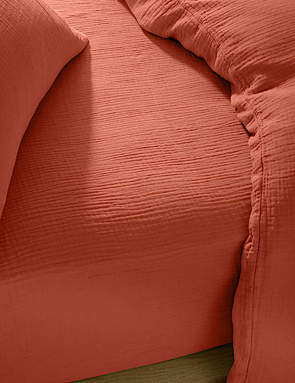 Pure Cotton Muslin Deep Fitted Sheet - GR