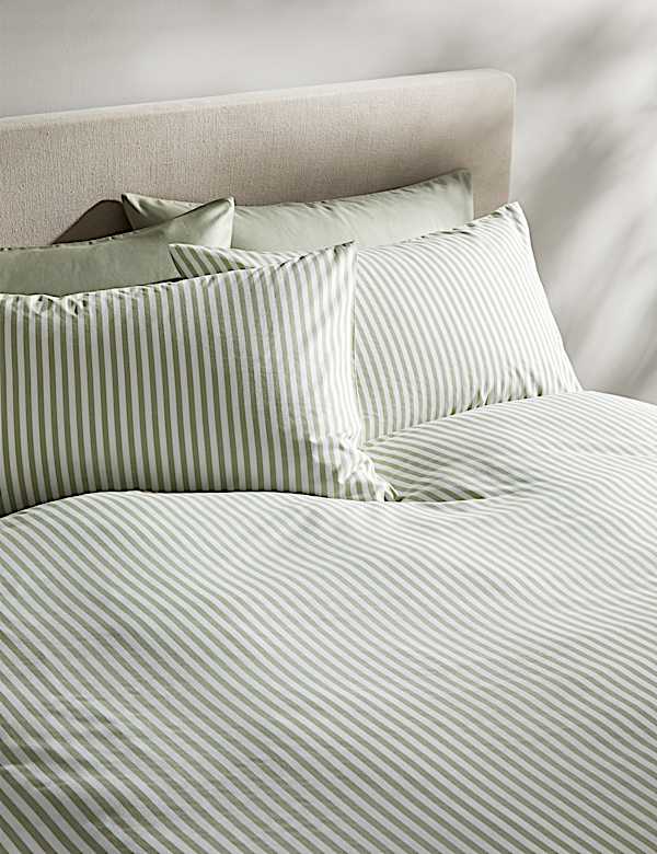 Set Perlengkapan Tidur Motif Garis Campuran Katun - ID