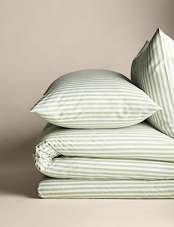 Cotton Blend Striped Bedding Set - FR