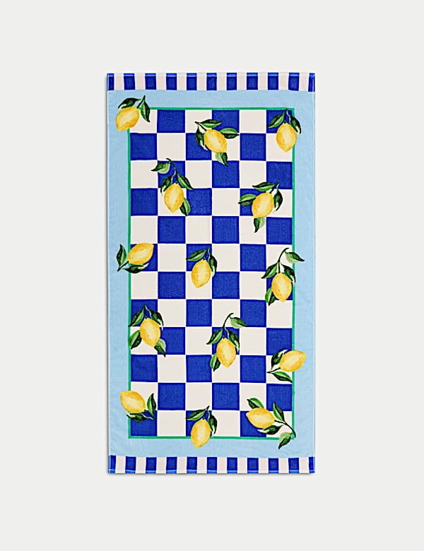 Pure Cotton Lemon Print Beach Towel - GR