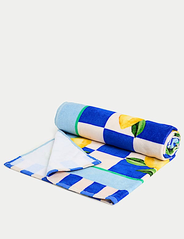 Pure Cotton Lemon Print Beach Towel - GR