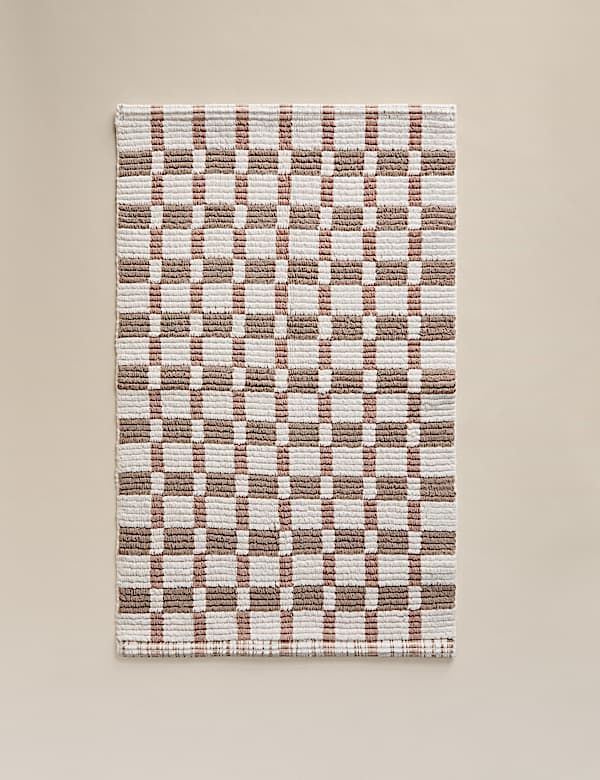 Pure Cotton Geometric Bath Mat - JP