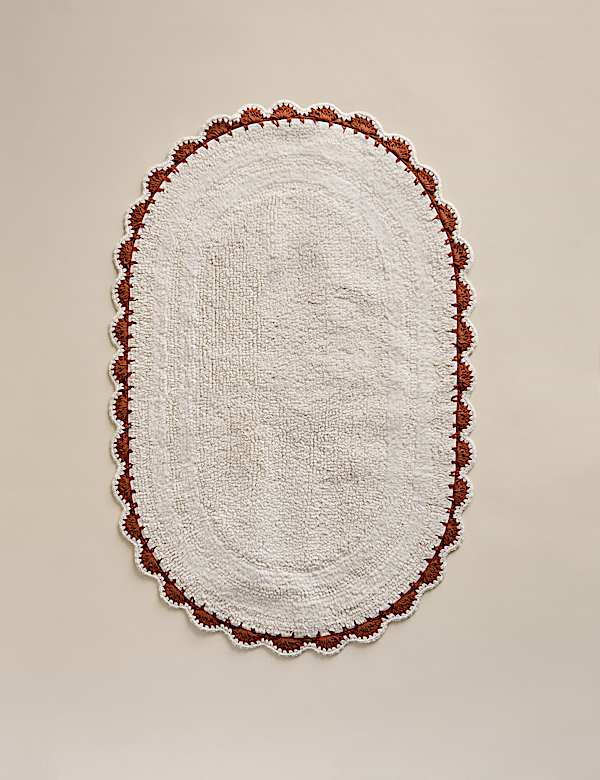 Pure Cotton Scallop Oval Bath Mat - SI