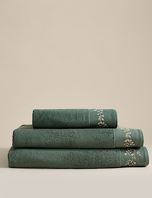 Pure Cotton Embroidered Floral Bath Towel - KR