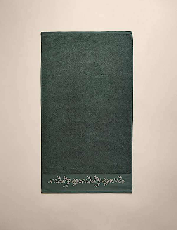 Pure Cotton Embroidered Floral Bath Towel - AU