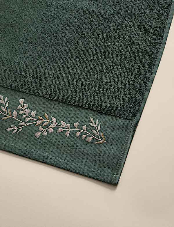 Pure Cotton Embroidered Floral Bath Towel - AU
