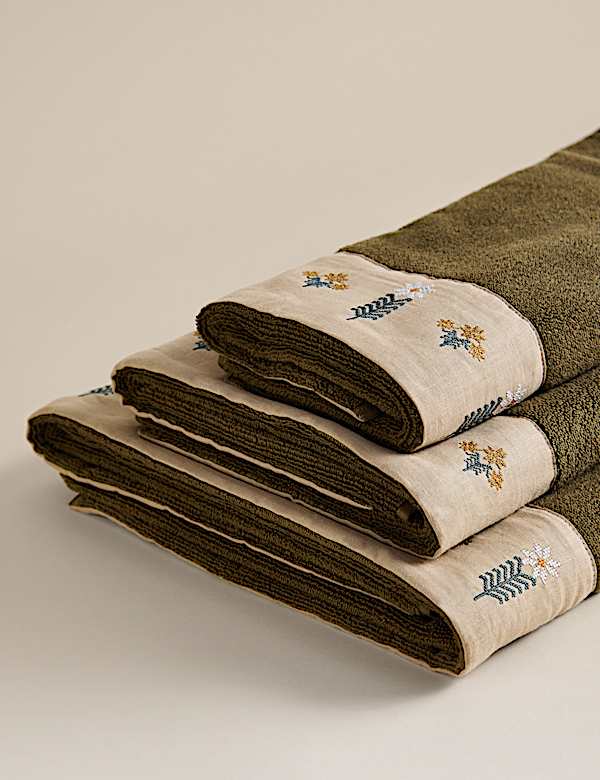 Pure Cotton Floral Embroidered Towel - IL