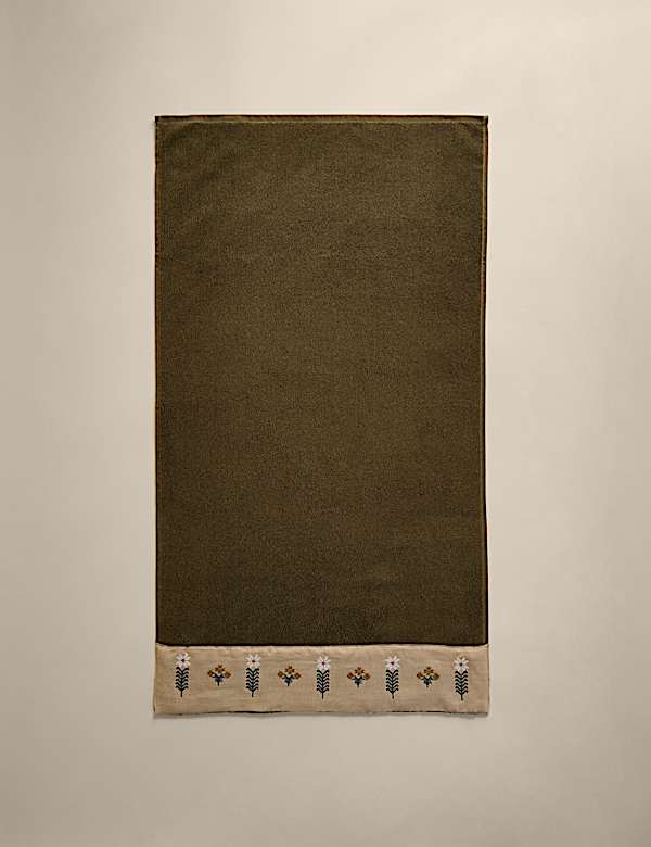 Pure Cotton Floral Embroidered Towel - IL