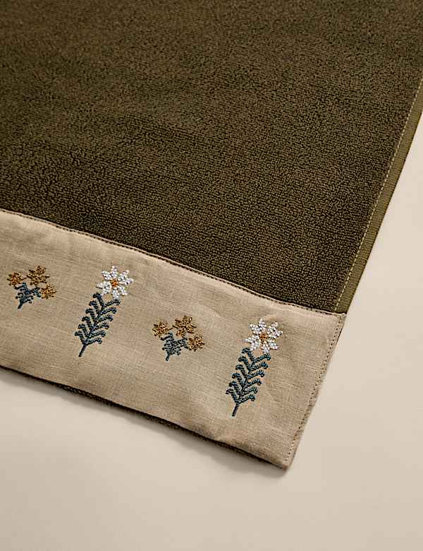 Pure Cotton Floral Embroidered Towel - IL