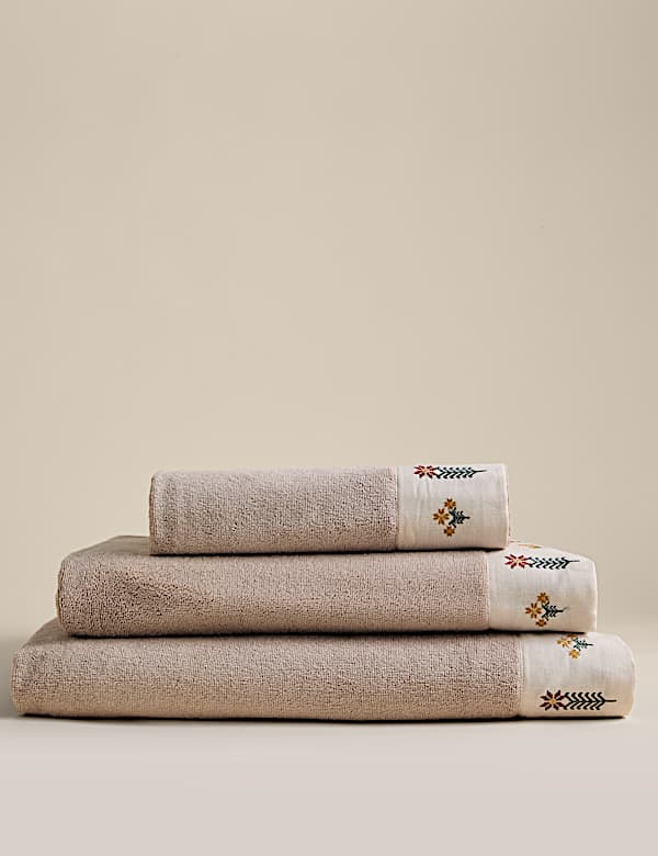 Pure Cotton Floral Embroidered Towel - DE
