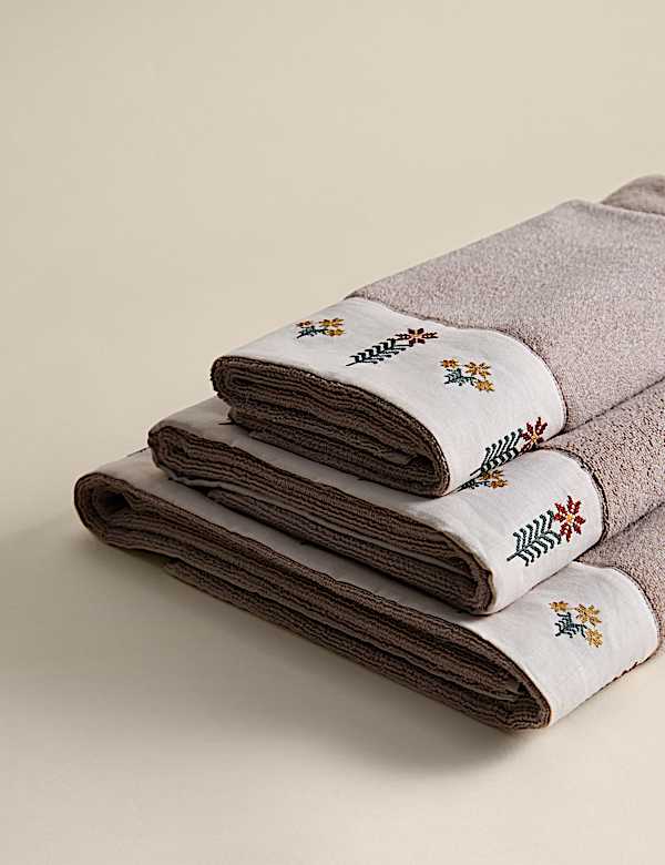 Pure Cotton Floral Embroidered Towel - RO