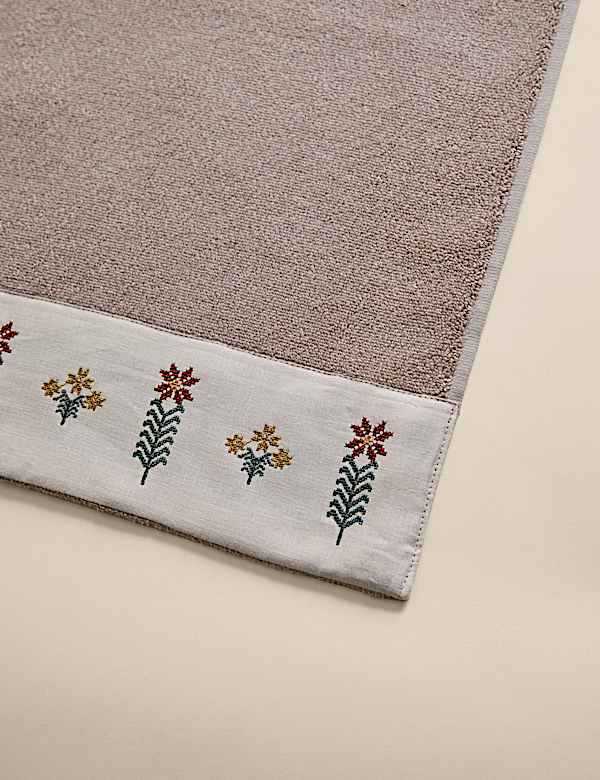 Pure Cotton Floral Embroidered Towel - RO