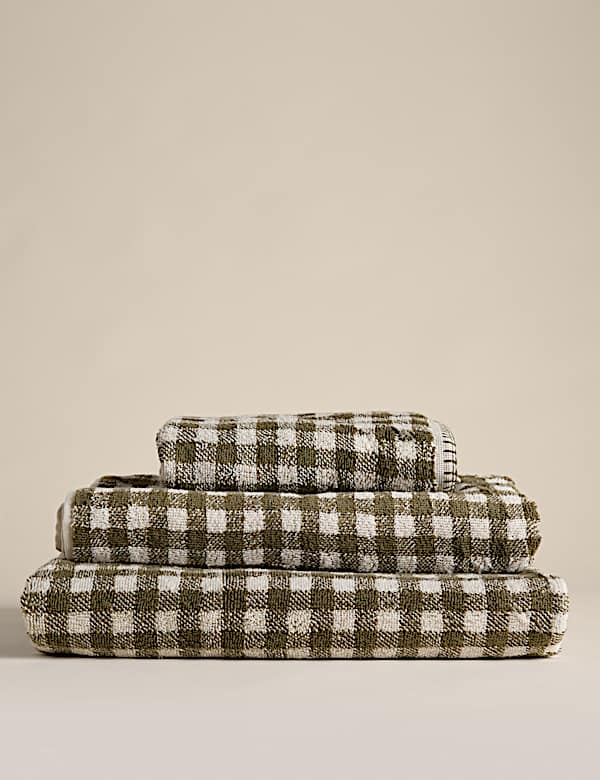 Pure Cotton Gingham Embroidered Towel - PL