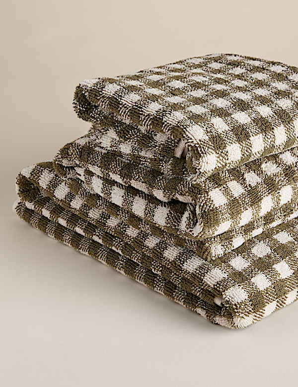 Pure Cotton Gingham Embroidered Towel - KR