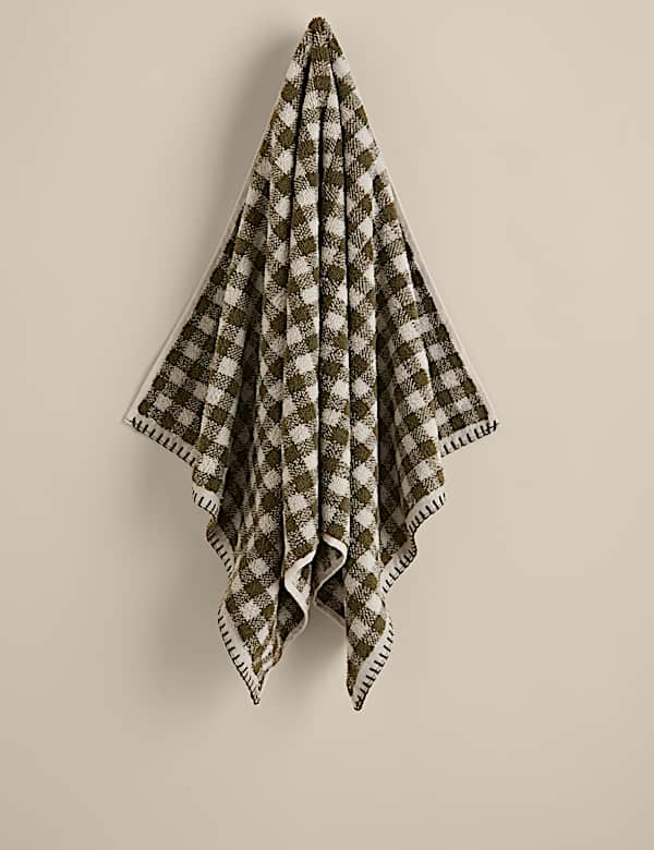 Pure Cotton Gingham Embroidered Towel - KR