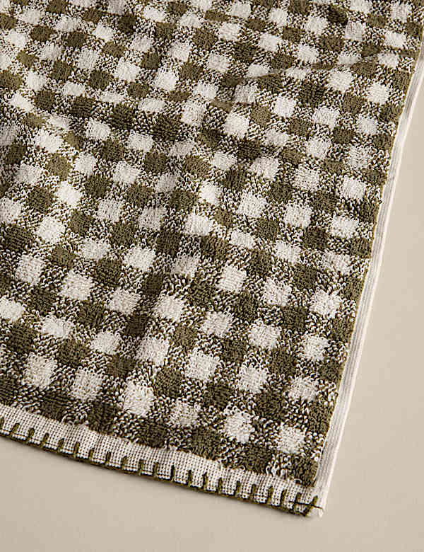 Pure Cotton Gingham Embroidered Towel - KR