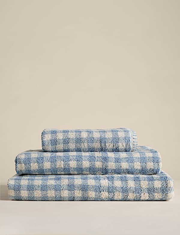 Serviette 100 % coton vichy à motif brodé - BE