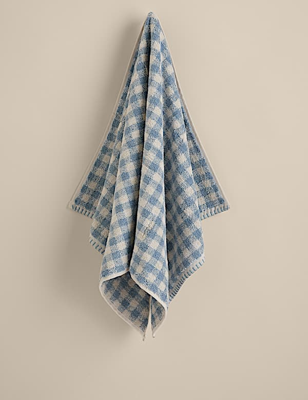 Serviette 100 % coton vichy à motif brodé - BE