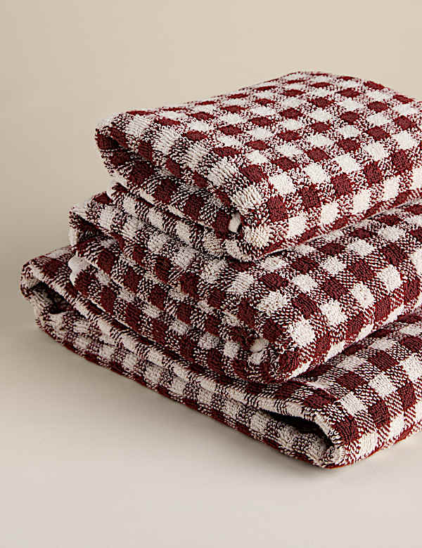 Pure Cotton Gingham Embroidered Towel - RS
