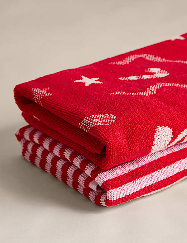 2er-Pack Handt&uuml;cher mit Weihnachtsschleife - DE