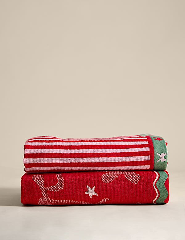 2er-Pack Handt&uuml;cher mit Weihnachtsschleife - DE