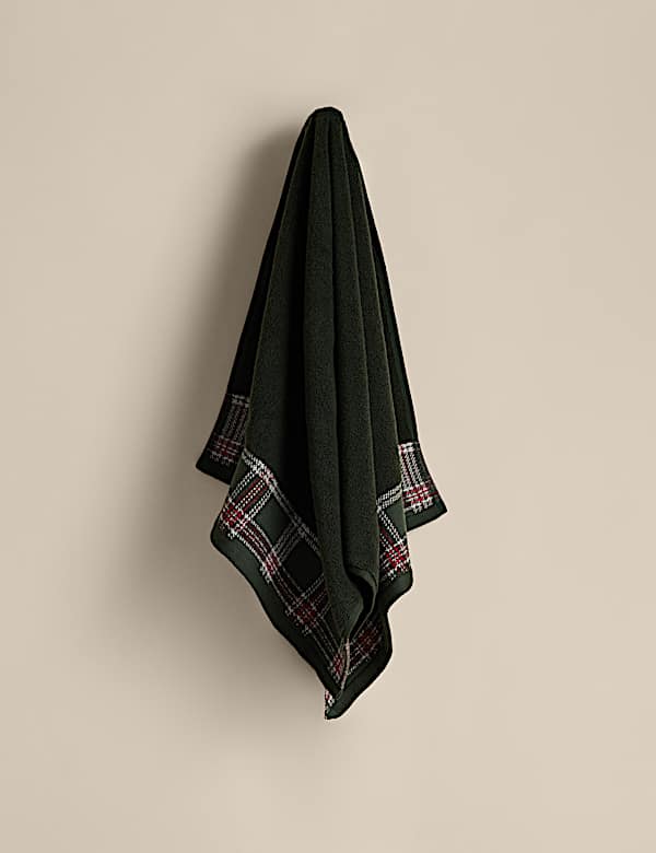 2pk Pure Cotton Merry Christmas Tartan Hand Towels - SK