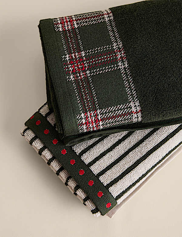 2pk Pure Cotton Merry Christmas Tartan Hand Towels - SK