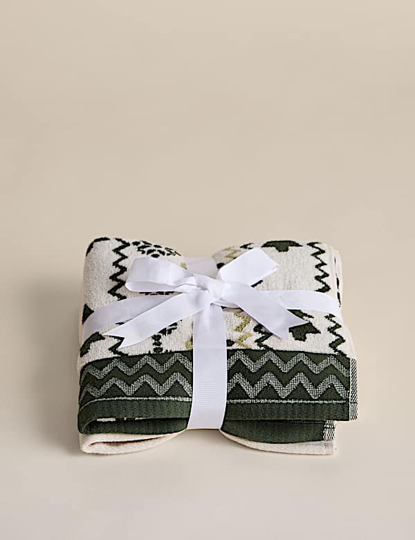 2er-Pack Handt&uuml;cher aus reiner Baumwolle mit Weihnachtsbaummotiv - DE