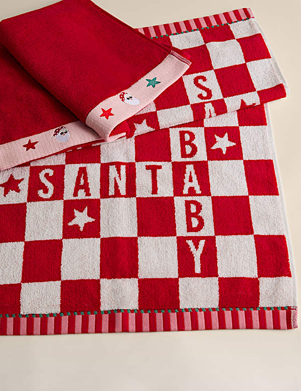 Pack de 2 toallas de mano navideñas 100 % algodón con texto “Santa Baby” - US
